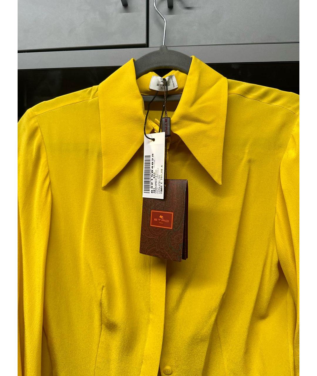ETRO Желтая шелковая блузы, фото 3