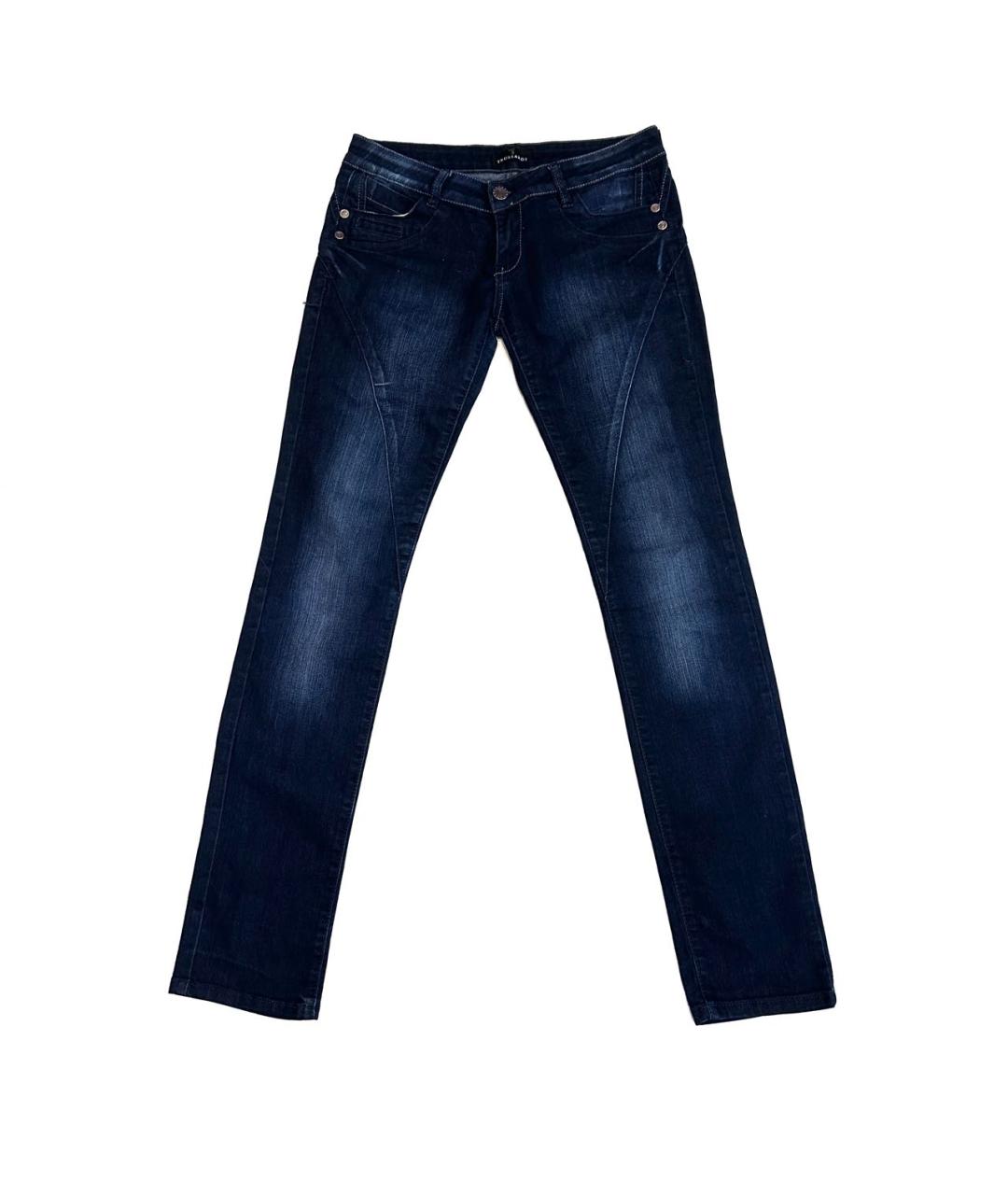 TRUSSARDI JEANS Темно-синие хлопко-эластановые джинсы слим, фото 4