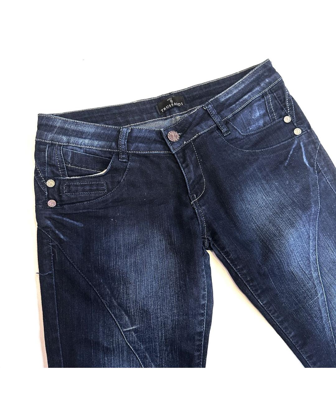 TRUSSARDI JEANS Темно-синие хлопко-эластановые джинсы слим, фото 2