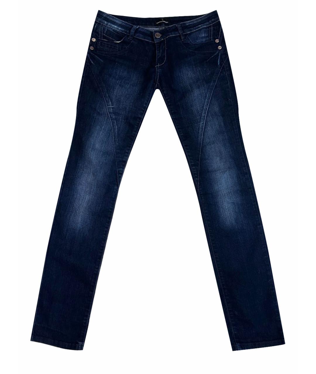TRUSSARDI JEANS Темно-синие хлопко-эластановые джинсы слим, фото 1