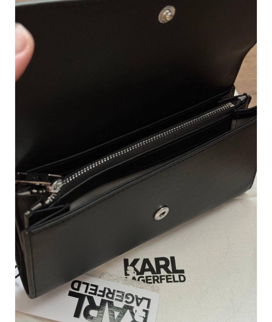 KARL LAGERFELD Черный кожаный кошелек, фото 2