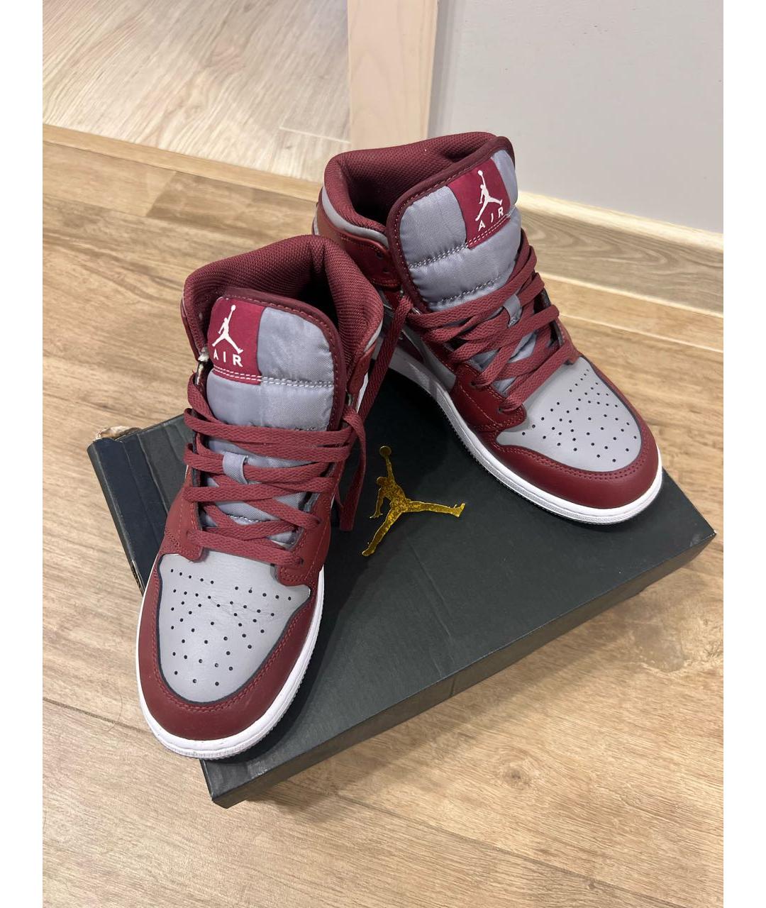 JORDAN Бордовые кожаные кеды, фото 6