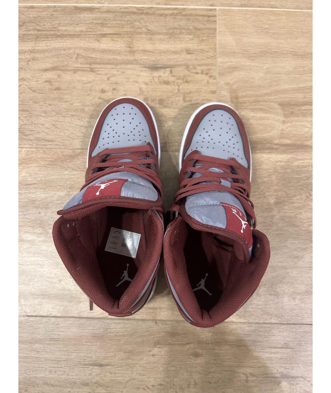 JORDAN Бордовые кожаные кеды, фото 3