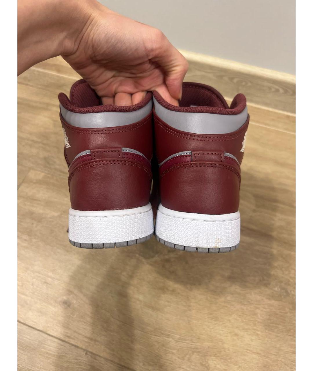 JORDAN Бордовые кожаные кеды, фото 4