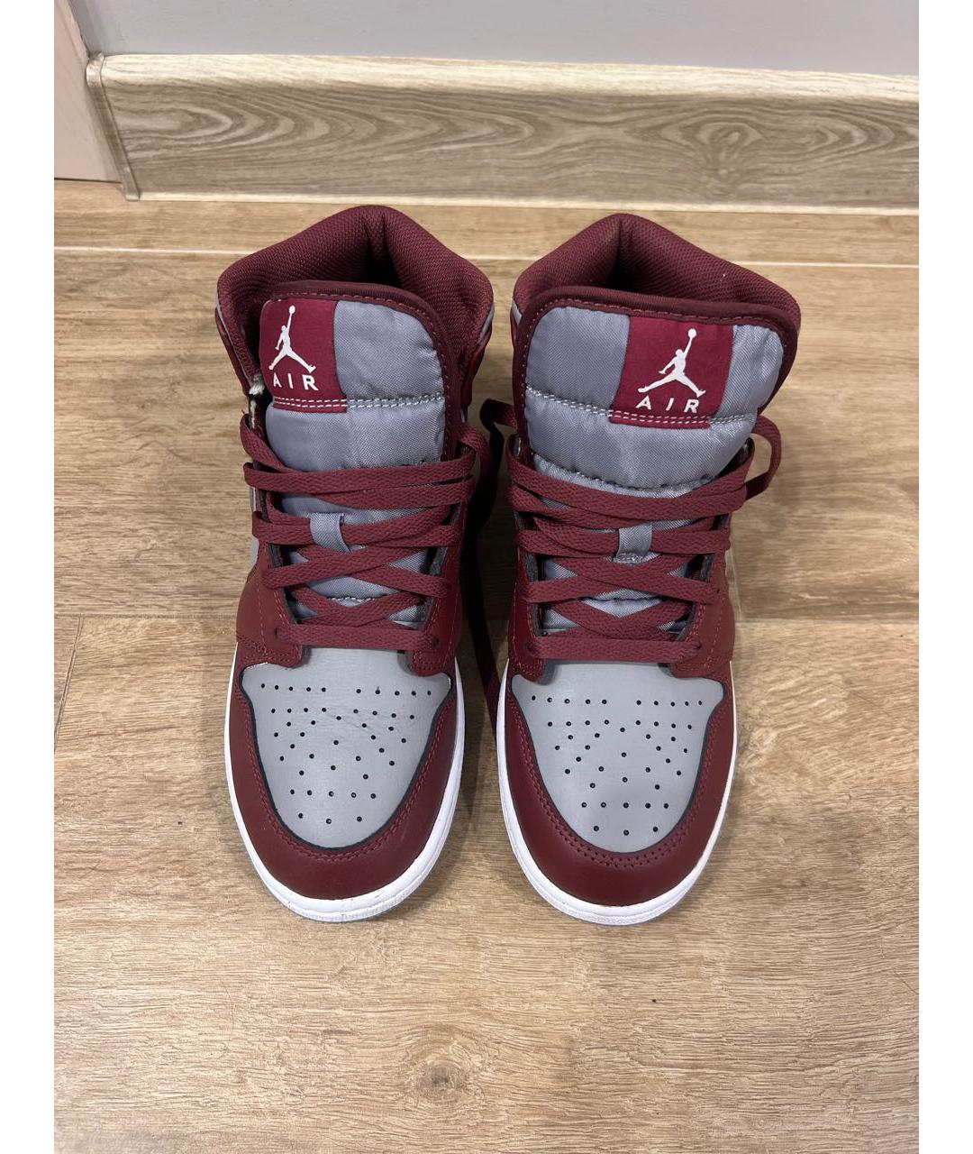 JORDAN Бордовые кожаные кеды, фото 2