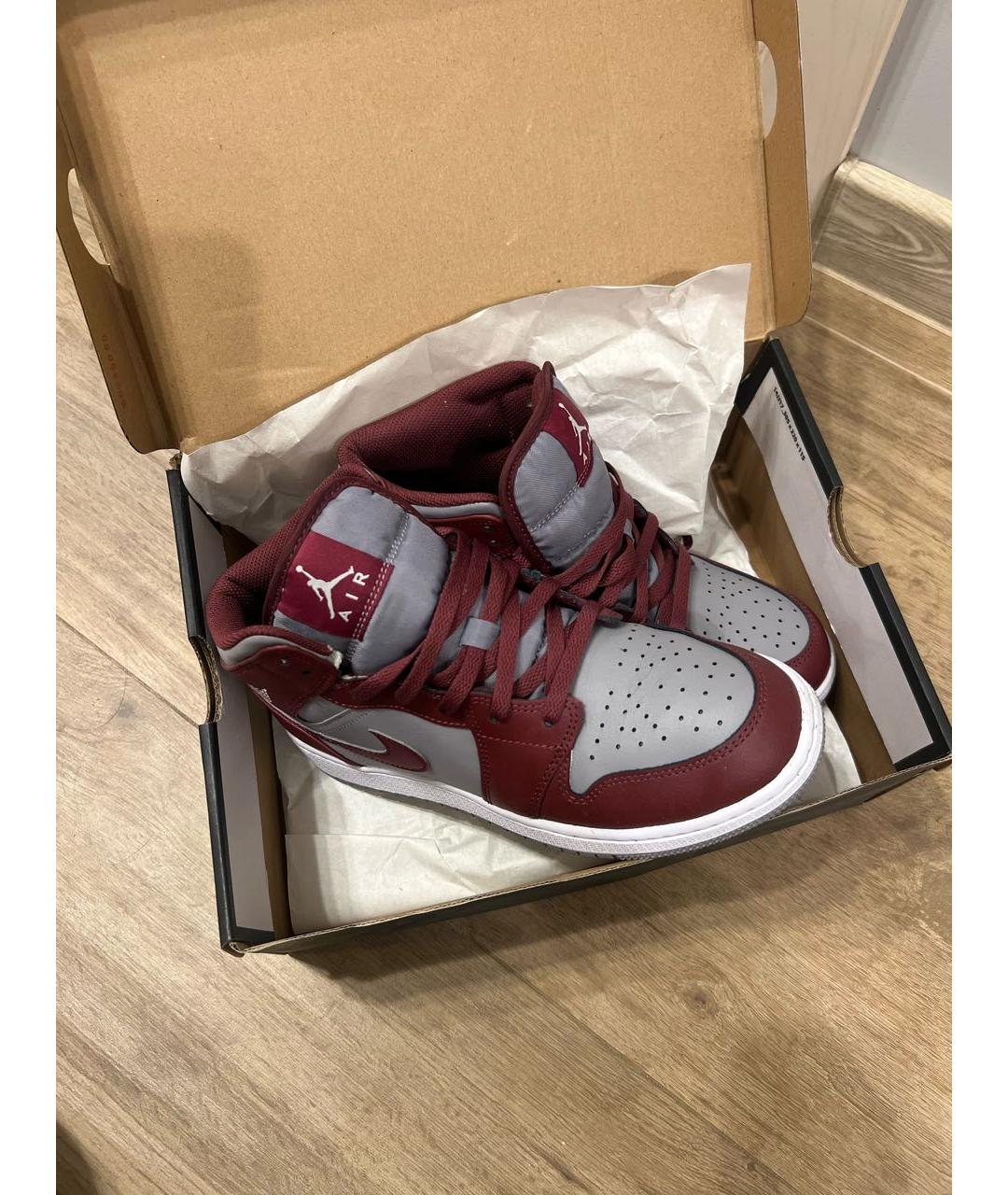 JORDAN Бордовые кожаные кеды, фото 5