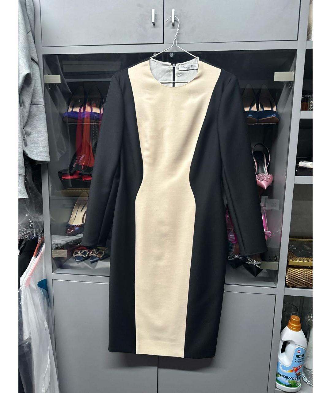 CHRISTIAN DIOR Черное шерстяное повседневное платье, фото 5