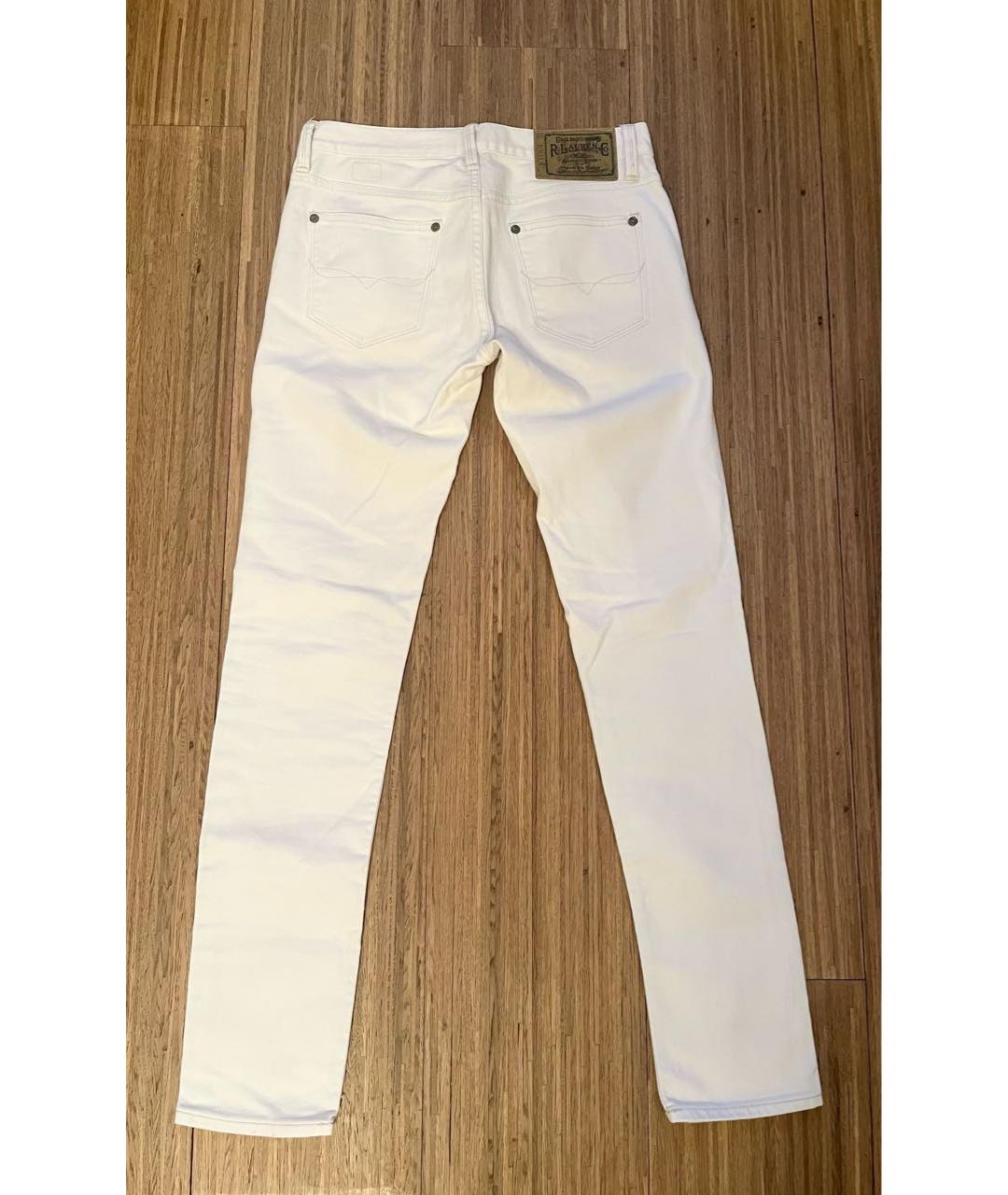 POLO RALPH LAUREN Белые хлопко-эластановые прямые джинсы, фото 2
