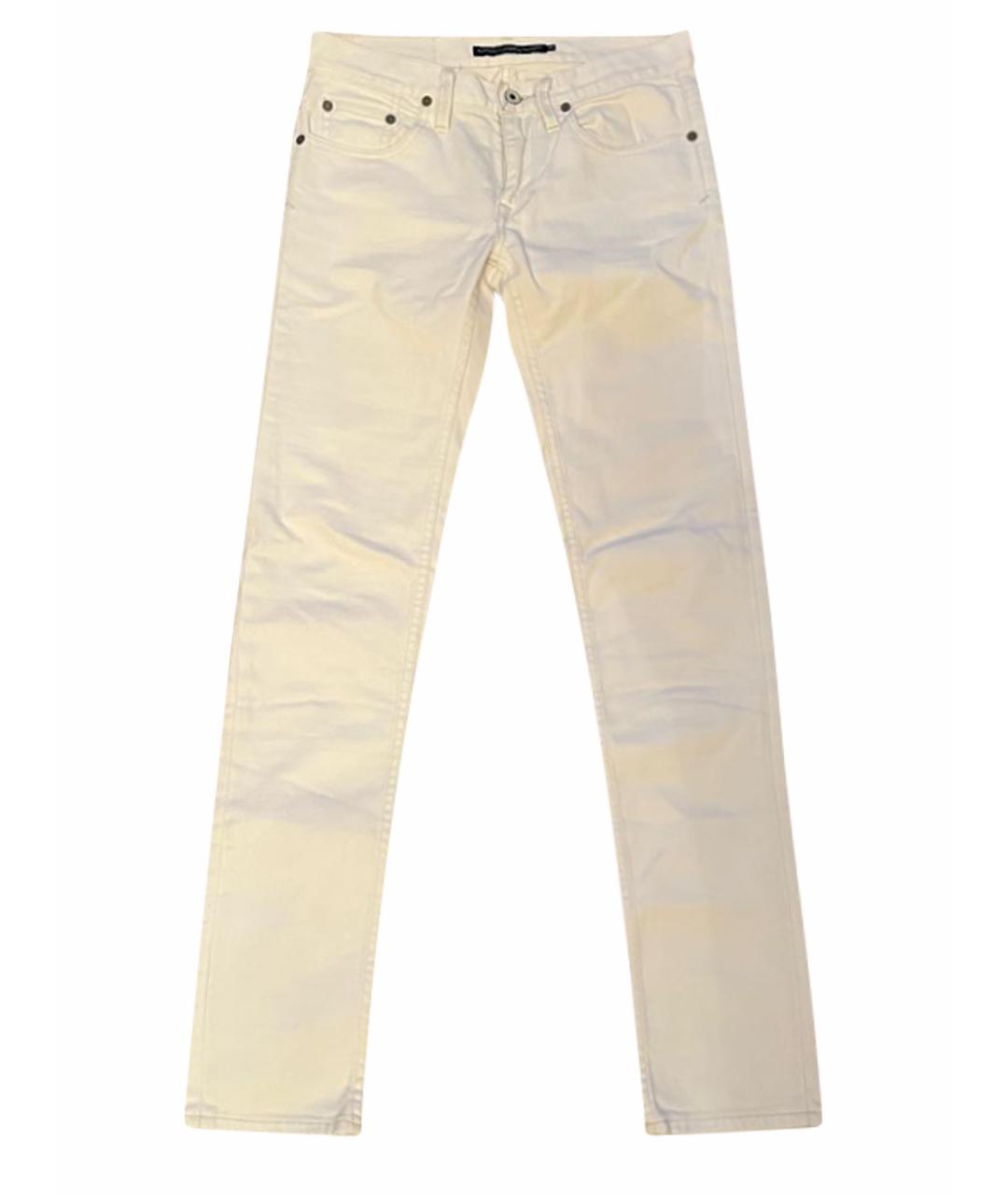 POLO RALPH LAUREN Белые хлопко-эластановые прямые джинсы, фото 1