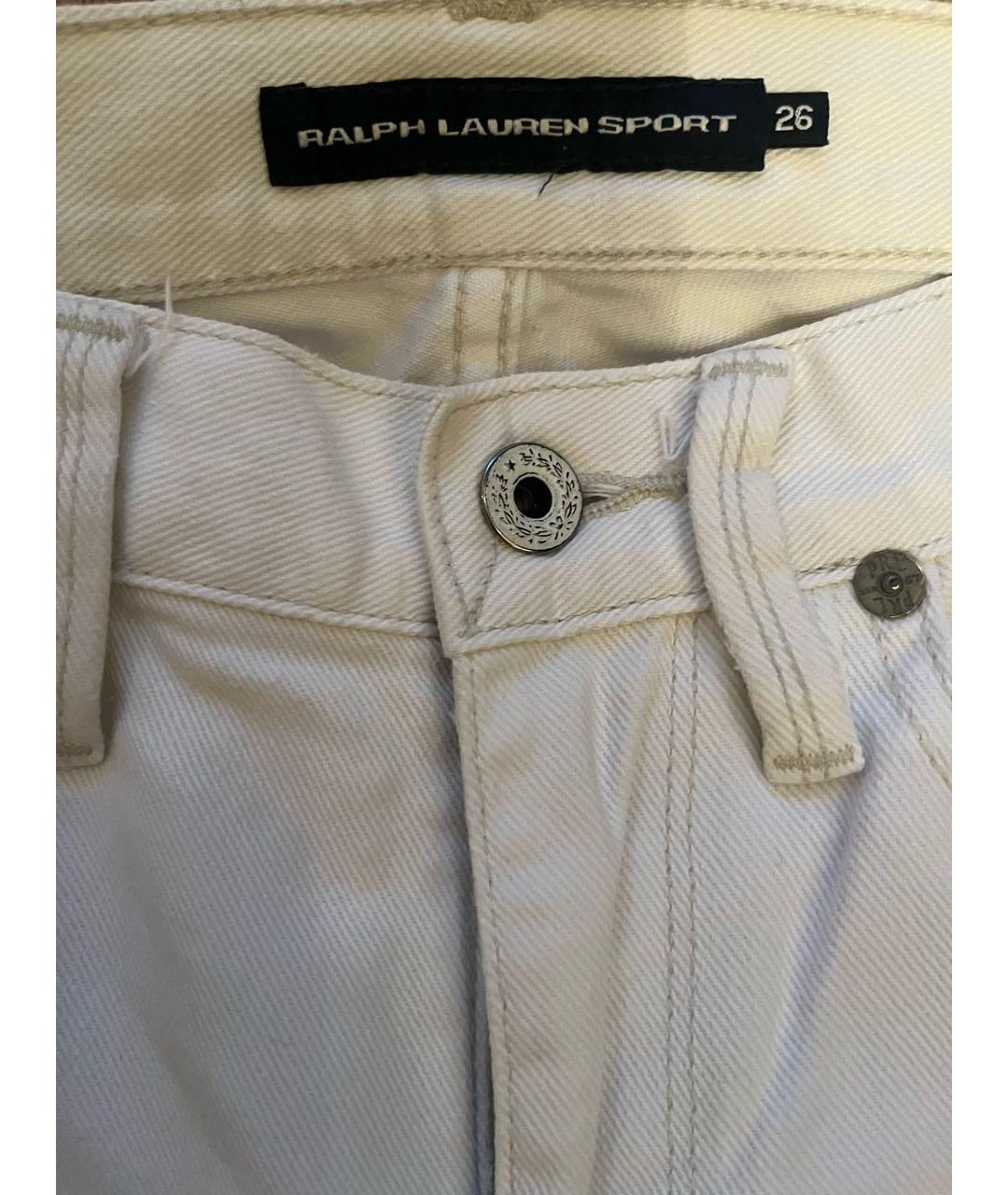 POLO RALPH LAUREN Белые хлопко-эластановые прямые джинсы, фото 3