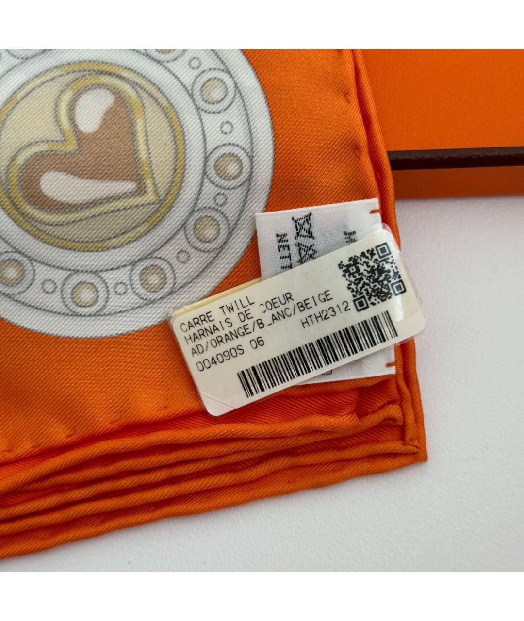 HERMES PRE-OWNED Оранжевый шелковый платок, фото 6