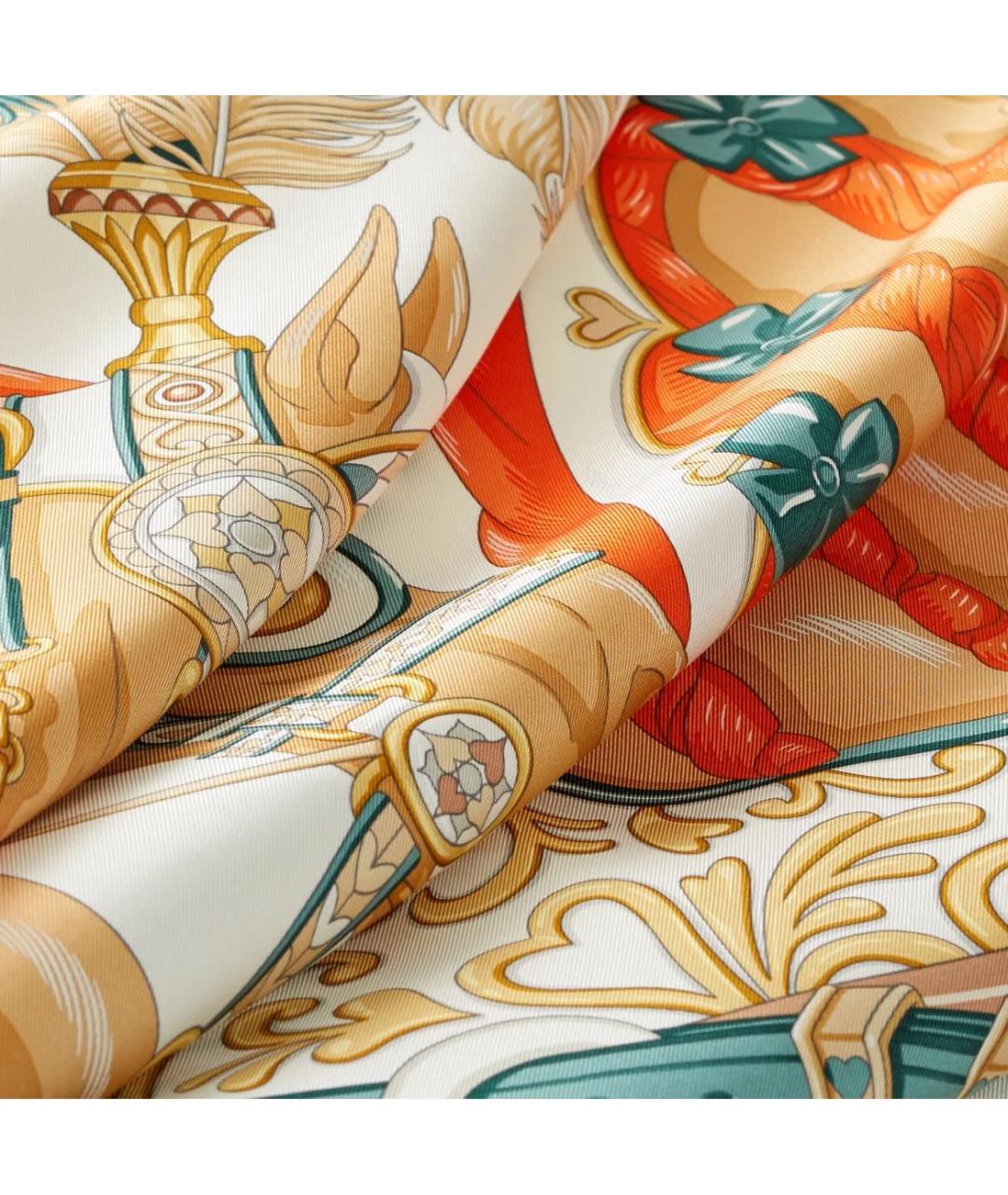 HERMES PRE-OWNED Оранжевый шелковый платок, фото 2