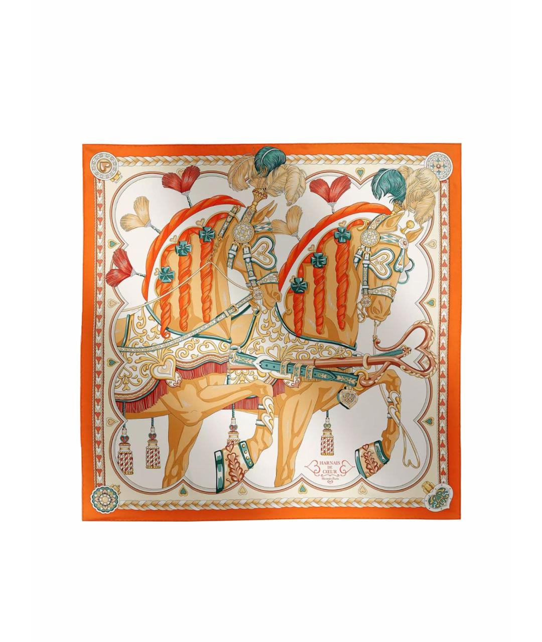 HERMES PRE-OWNED Оранжевый шелковый платок, фото 1