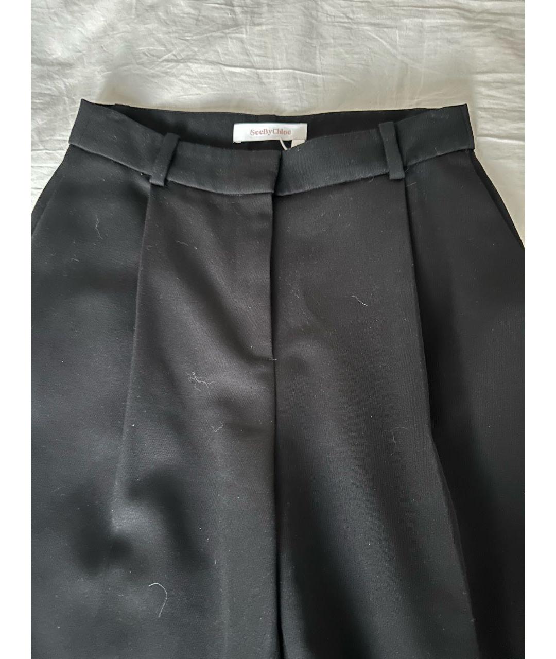 SEE BY CHLOE Черные вискозные прямые брюки, фото 4