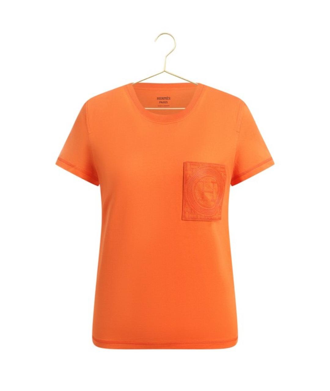 HERMES PRE-OWNED Оранжевая хлопковая футболка, фото 5