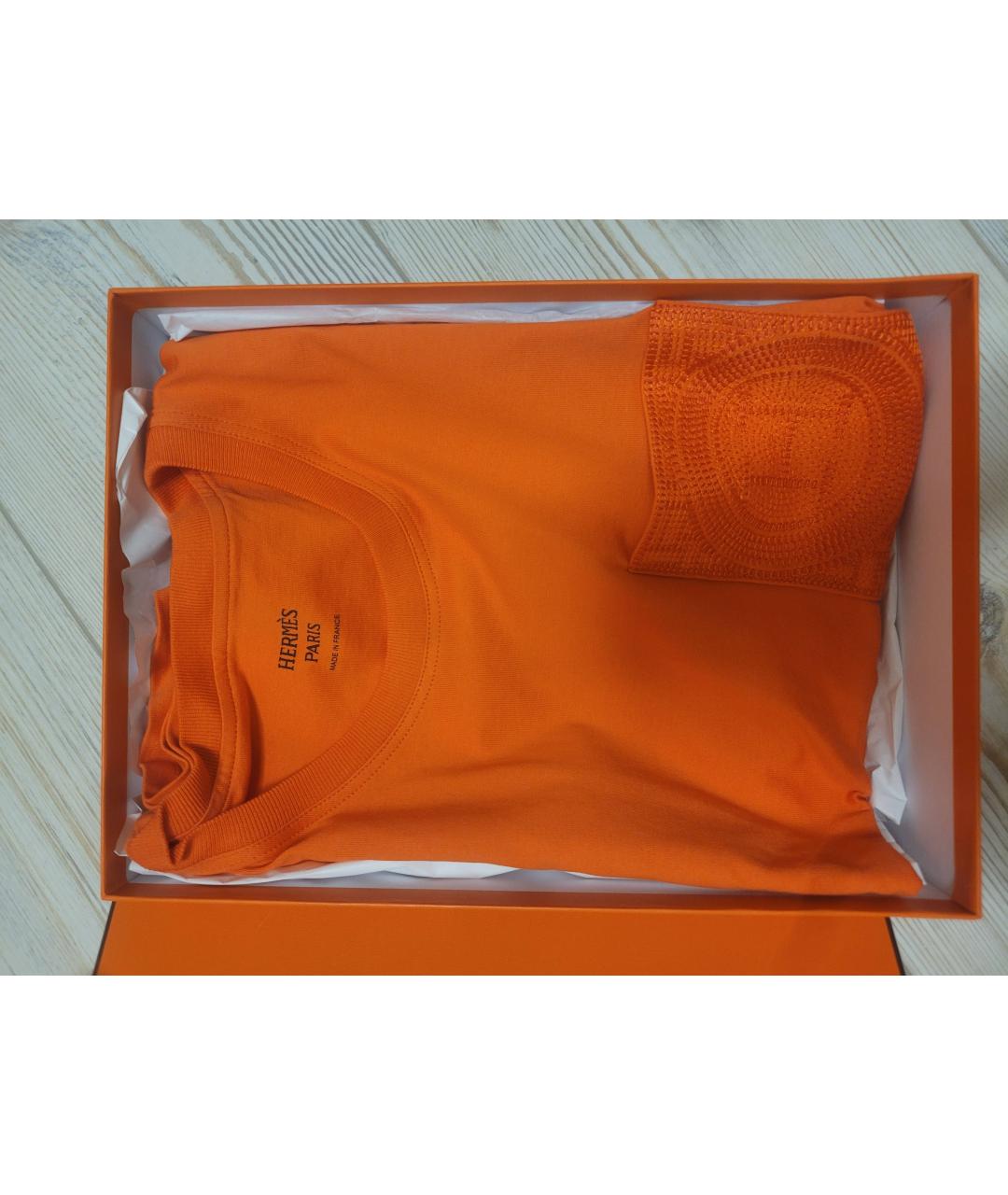 HERMES PRE-OWNED Оранжевая хлопковая футболка, фото 4
