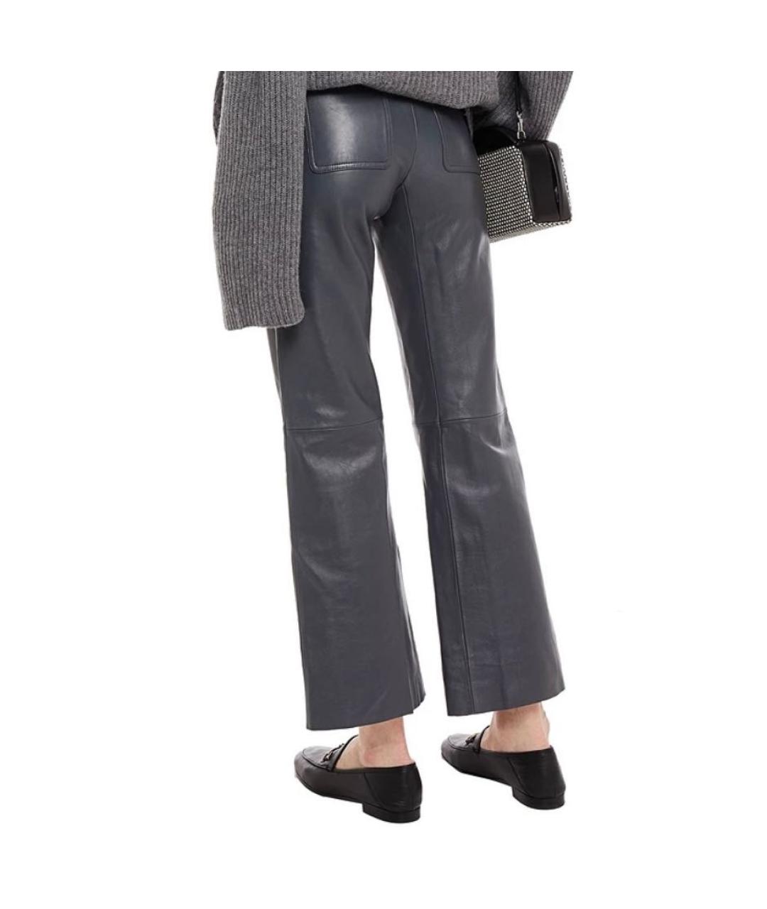 SANDRO Антрацитовые кожаные брюки узкие, фото 2