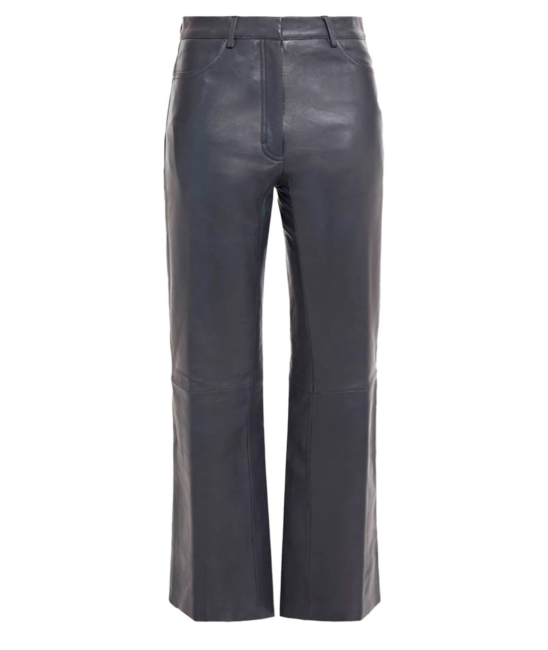 SANDRO Антрацитовые кожаные брюки узкие, фото 1