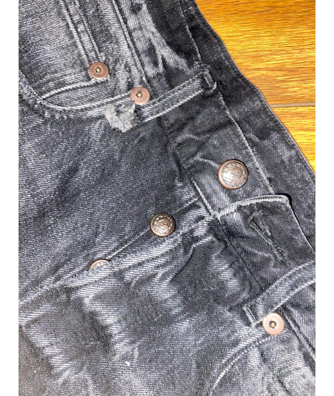 R13 Черные хлопковые прямые джинсы, фото 4