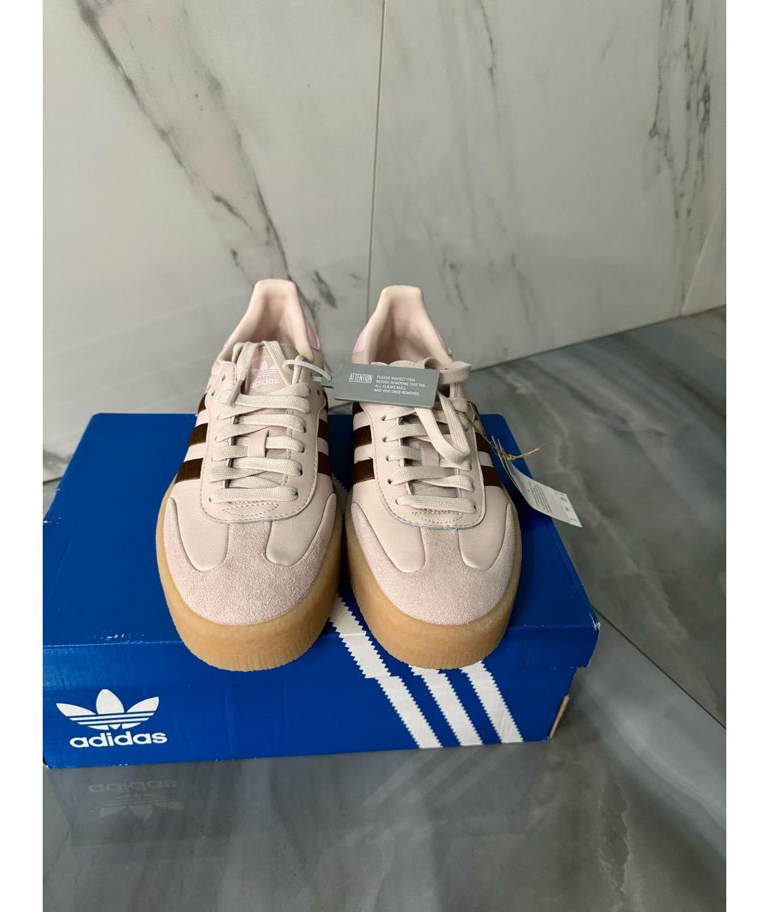 ADIDAS Розовые кожаные кроссовки, фото 2