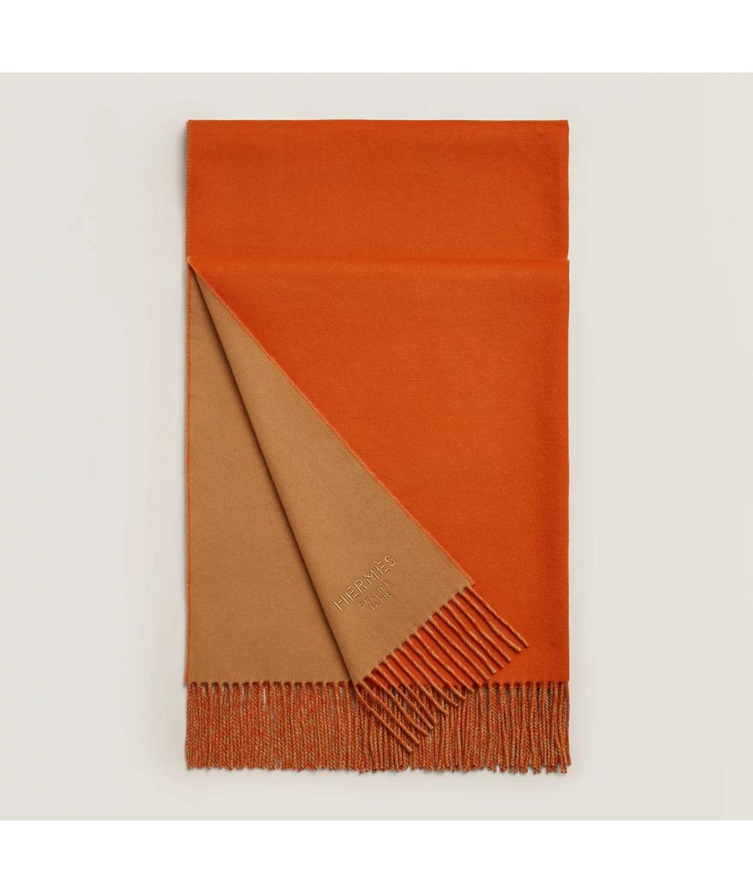 HERMES PRE-OWNED Оранжевый кашемировый шарф, фото 4
