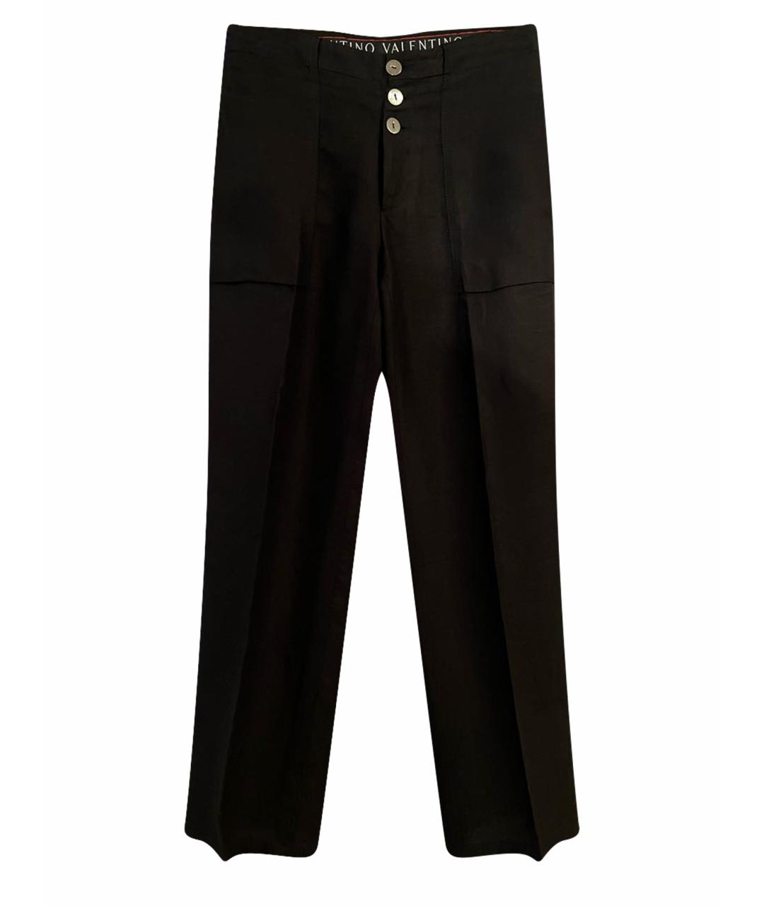 VALENTINO Черные льняные повседневные брюки, фото 1