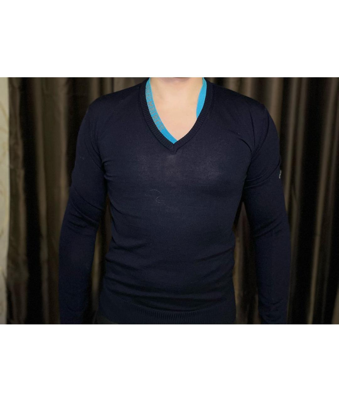BIKKEMBERGS Темно-синий шерстяной джемпер / свитер, фото 3