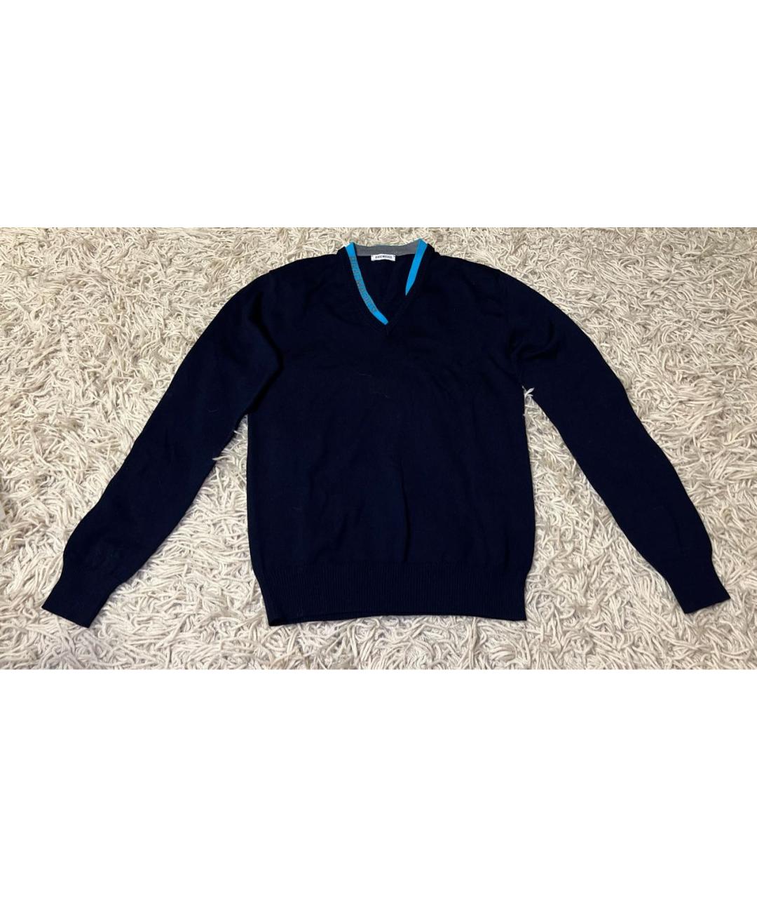 BIKKEMBERGS Темно-синий шерстяной джемпер / свитер, фото 6