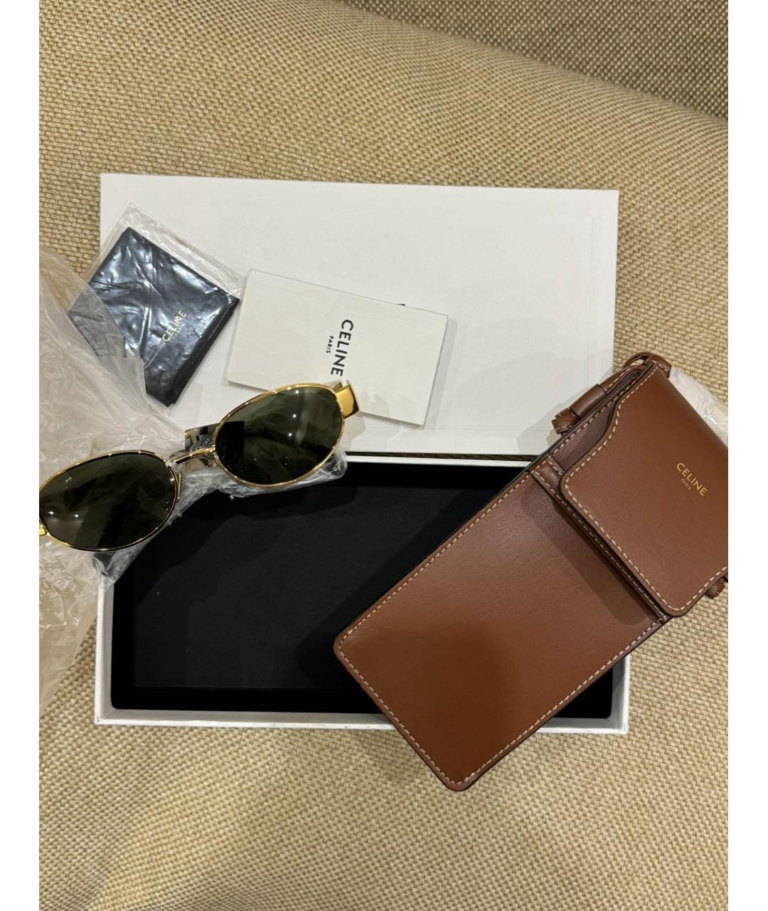 CELINE Золотые металлические солнцезащитные очки, фото 5