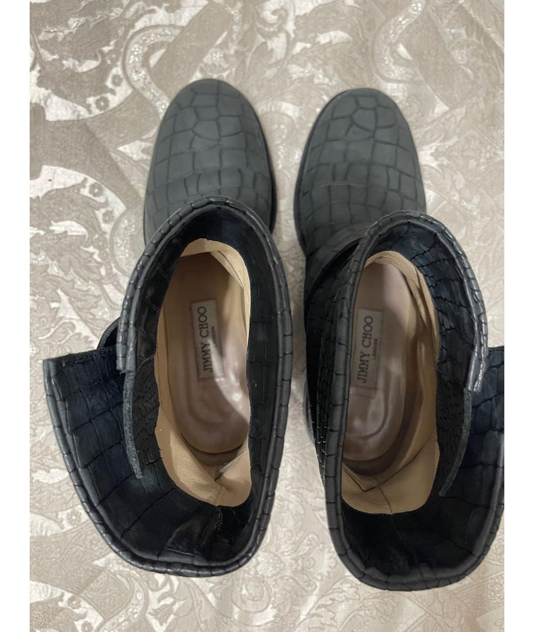 JIMMY CHOO Антрацитовые кожаные ботинки, фото 8