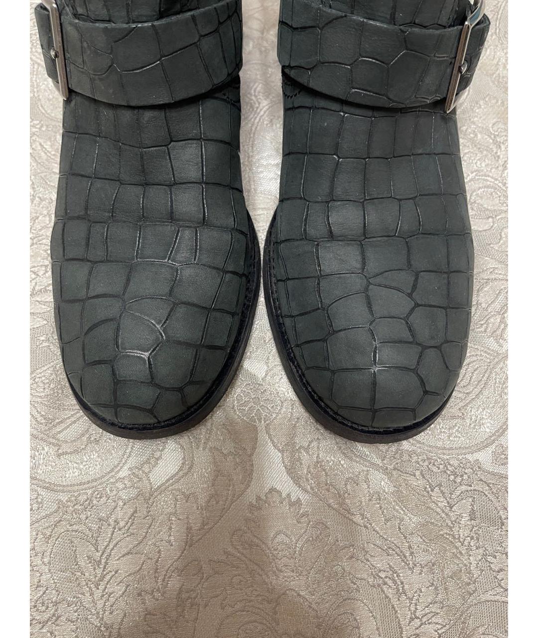JIMMY CHOO Антрацитовые кожаные ботинки, фото 3