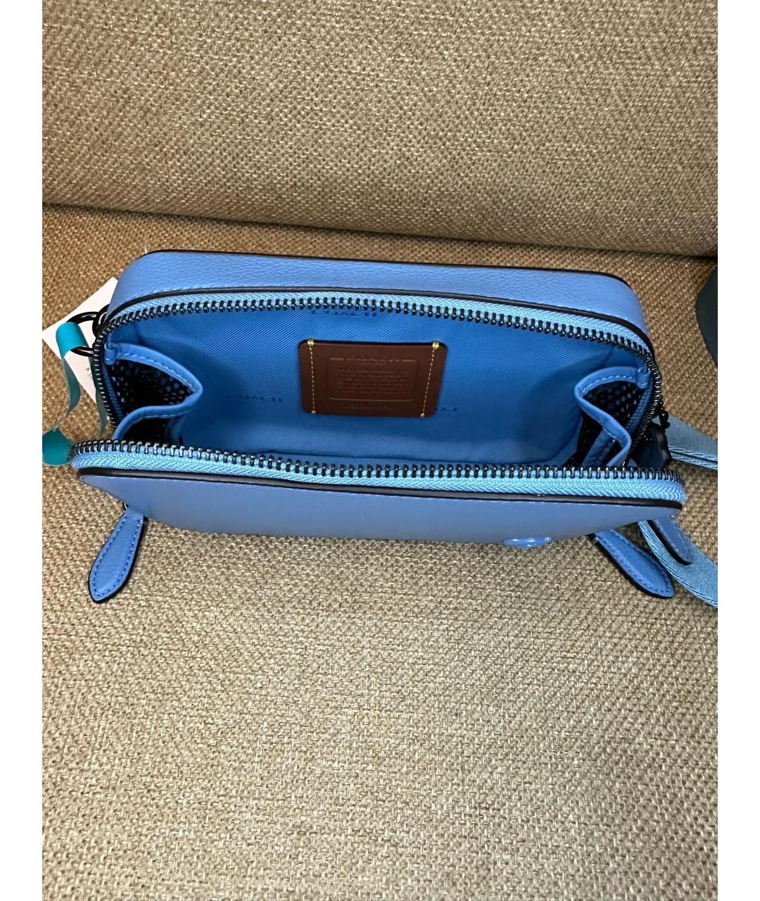 COACH Голубая кожаная сумка на плечо, фото 4