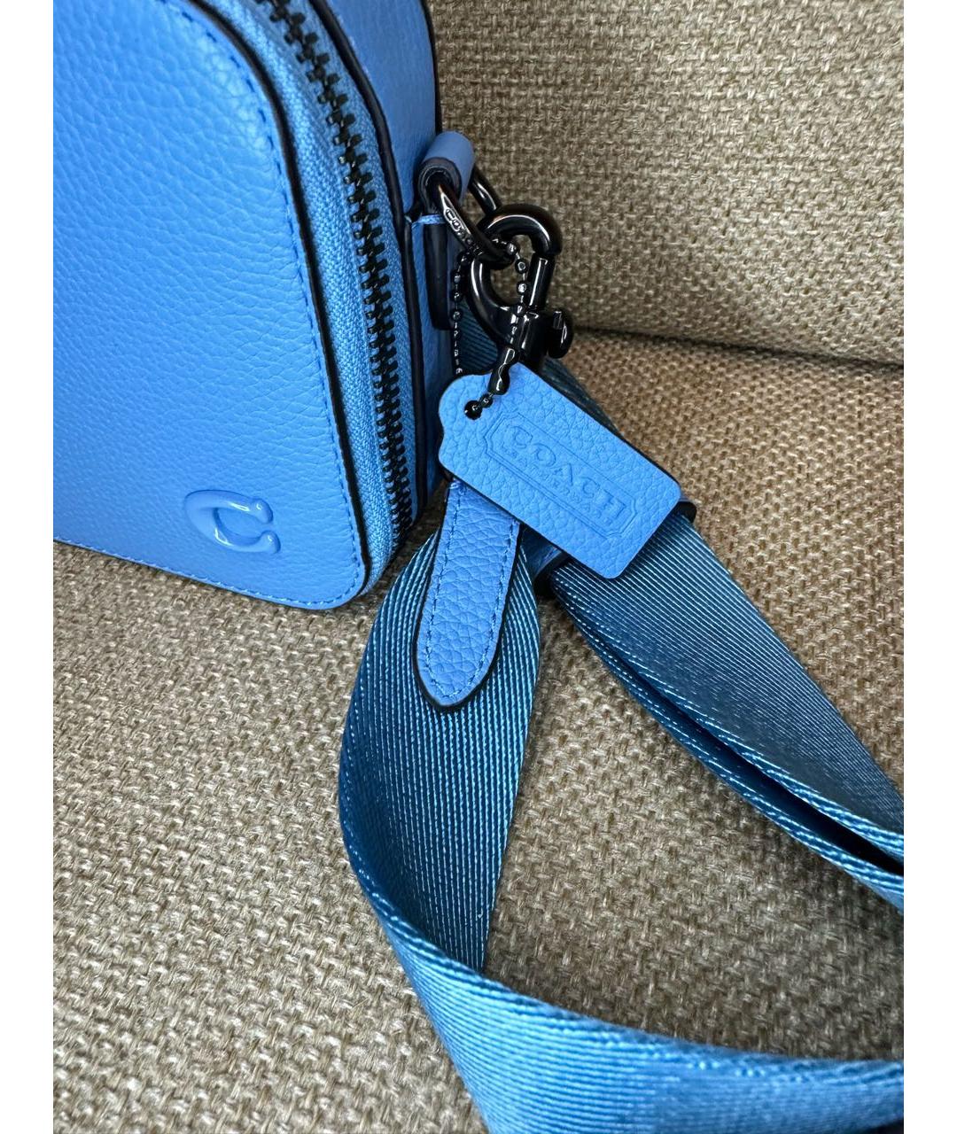 COACH Голубая кожаная сумка на плечо, фото 6