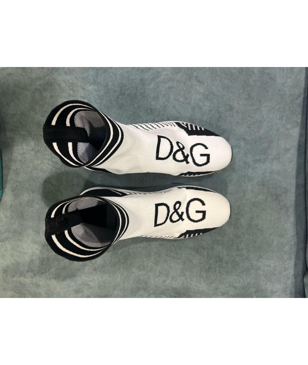 DOLCE&GABBANA Белые текстильные высокие кроссовки / кеды, фото 3