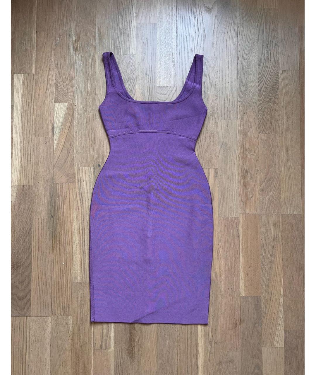HERVE LEROUX Фиолетовое вискозное коктейльное платье, фото 5