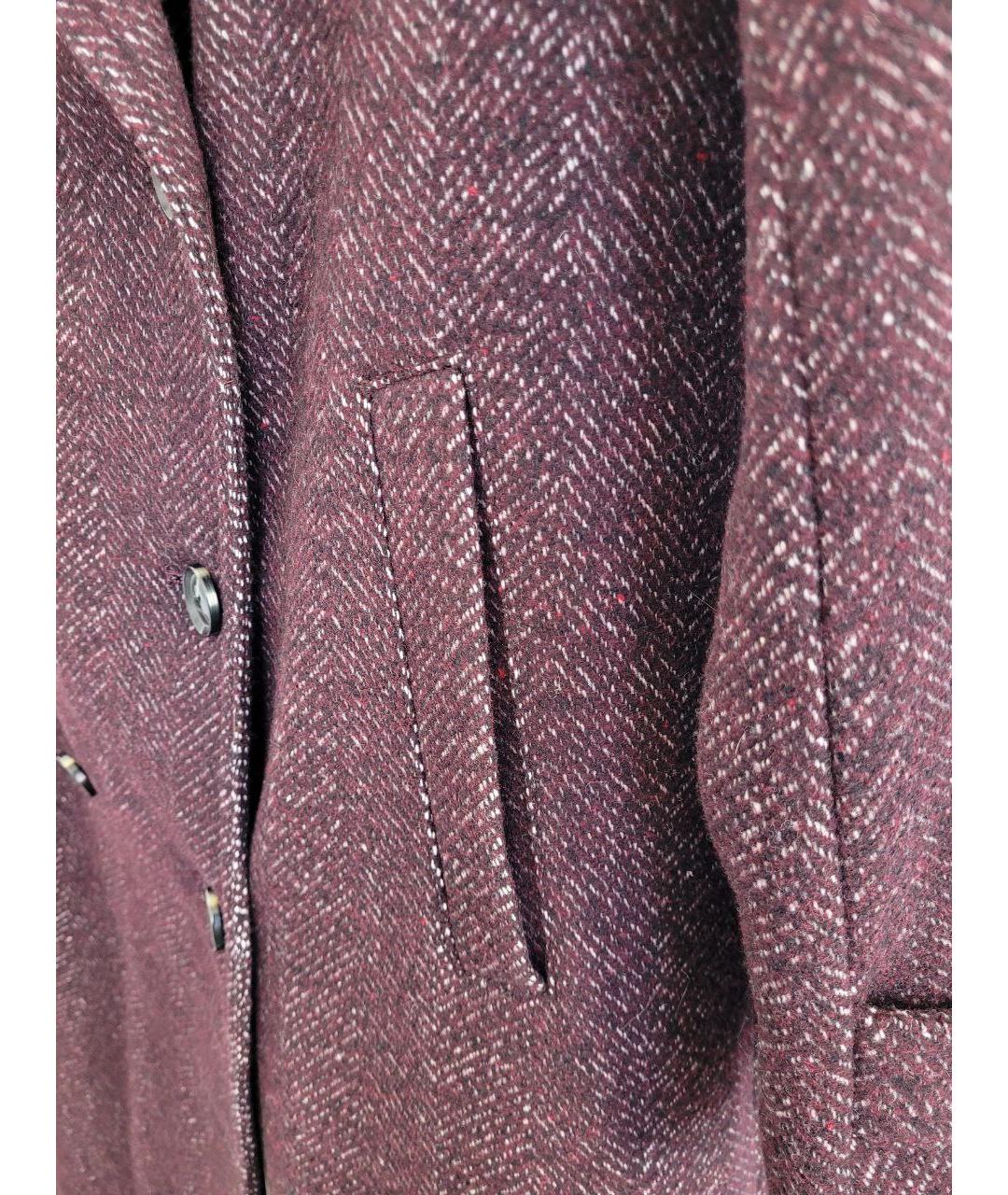 TRUSSARDI Бордовое шерстяное пальто, фото 5