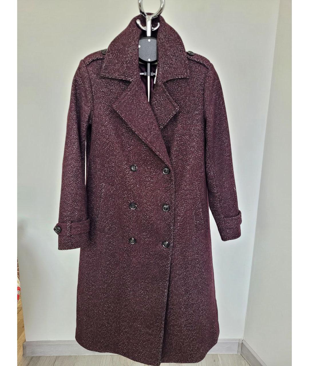 TRUSSARDI Бордовое шерстяное пальто, фото 10