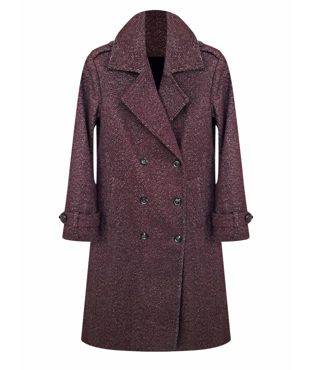 TRUSSARDI Бордовое шерстяное пальто, фото 1