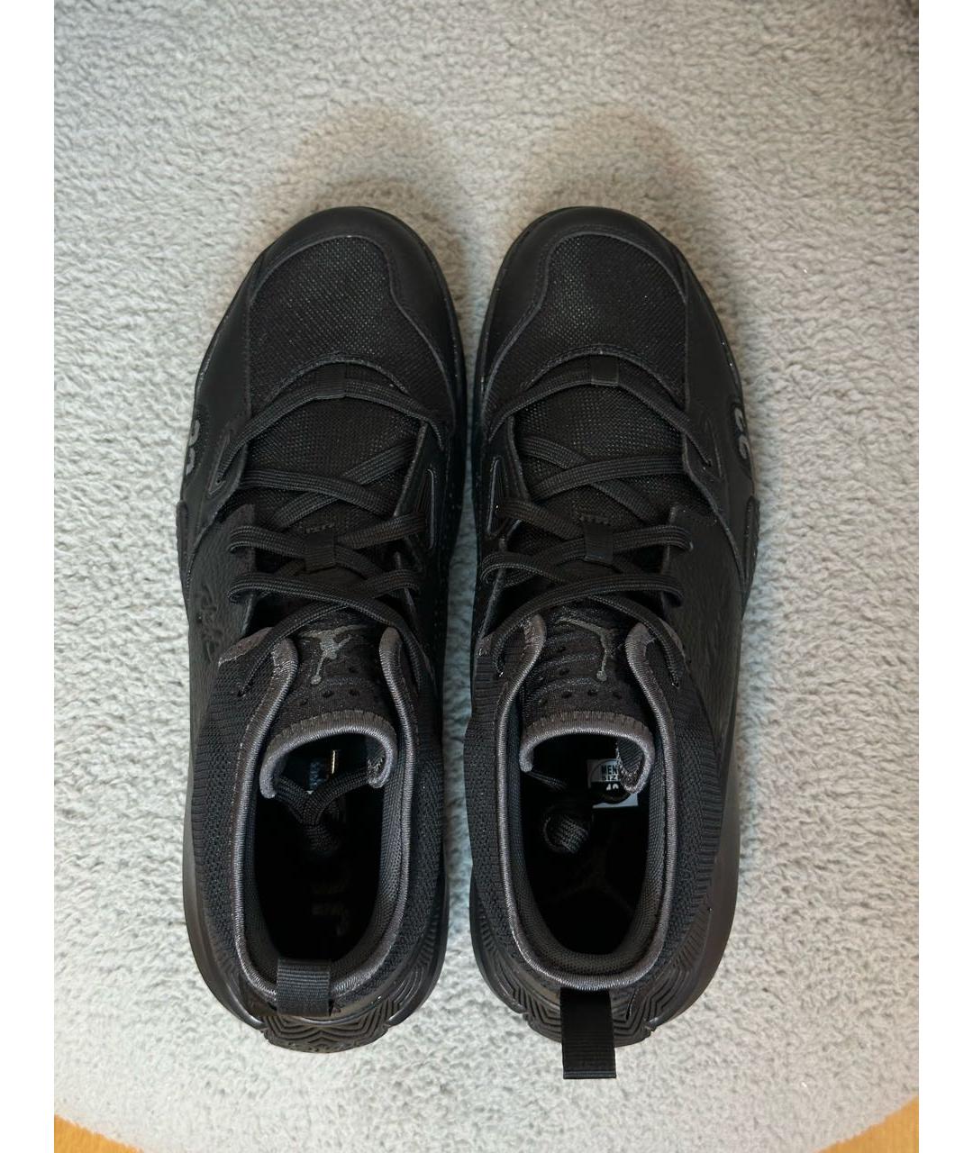JORDAN Черные кожаные высокие кроссовки / кеды, фото 3