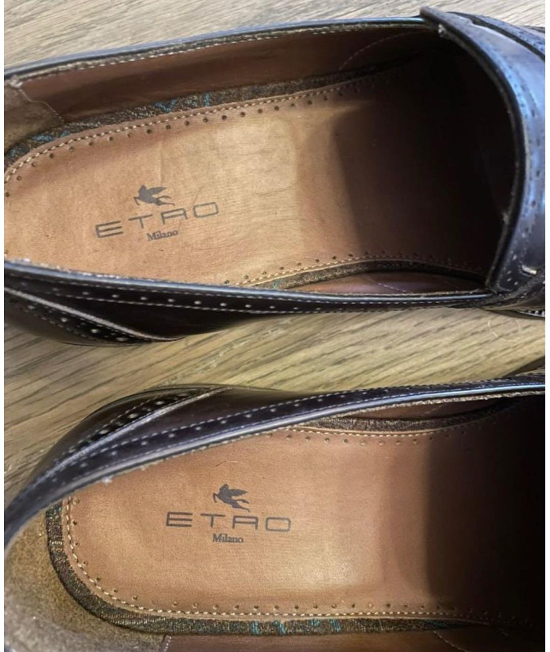 ETRO Коричневые кожаные туфли, фото 4