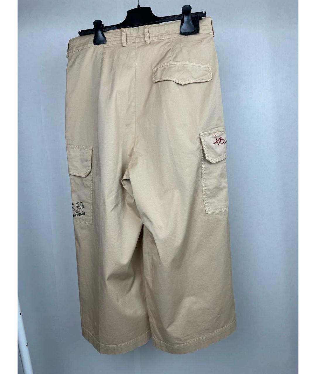 SEMICOUTURE Бежевые хлопко-эластановые брюки широкие, фото 2