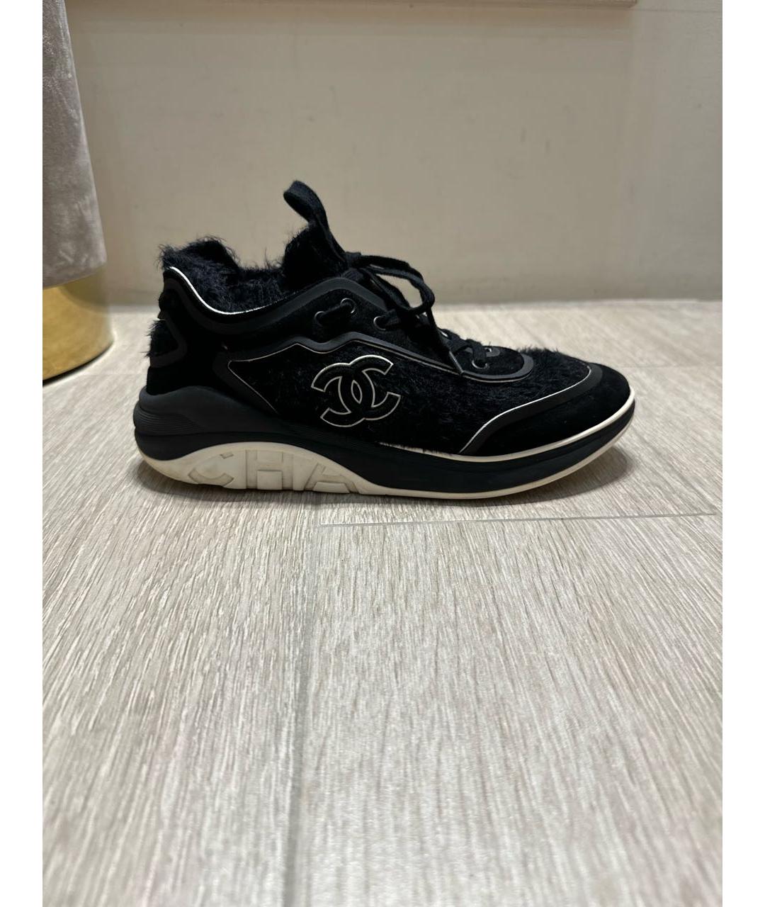 CHANEL PRE-OWNED Черные кожаные кроссовки, фото 5