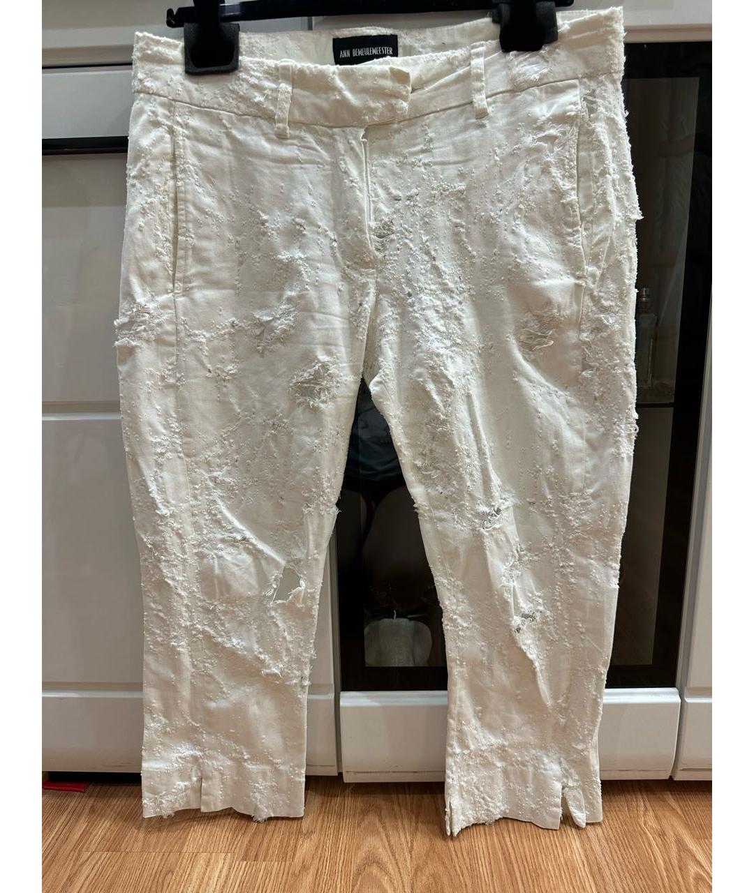 ANN DEMEULEMEESTER Белые прямые брюки, фото 5