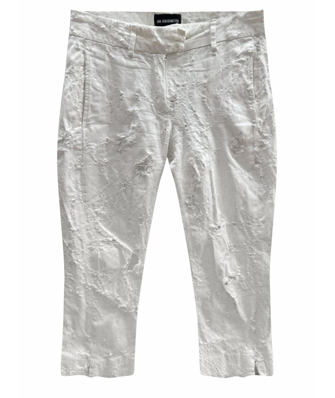 ANN DEMEULEMEESTER Белые прямые брюки, фото 1