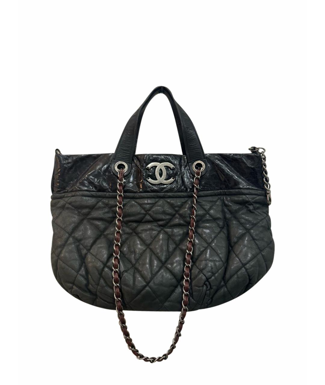 CHANEL PRE-OWNED Черная кожаная сумка тоут, фото 1