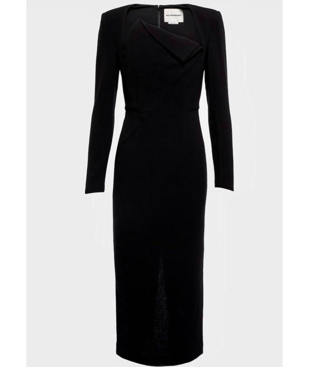 ROLAND MOURET Черное шерстяное коктейльное платье, фото 5
