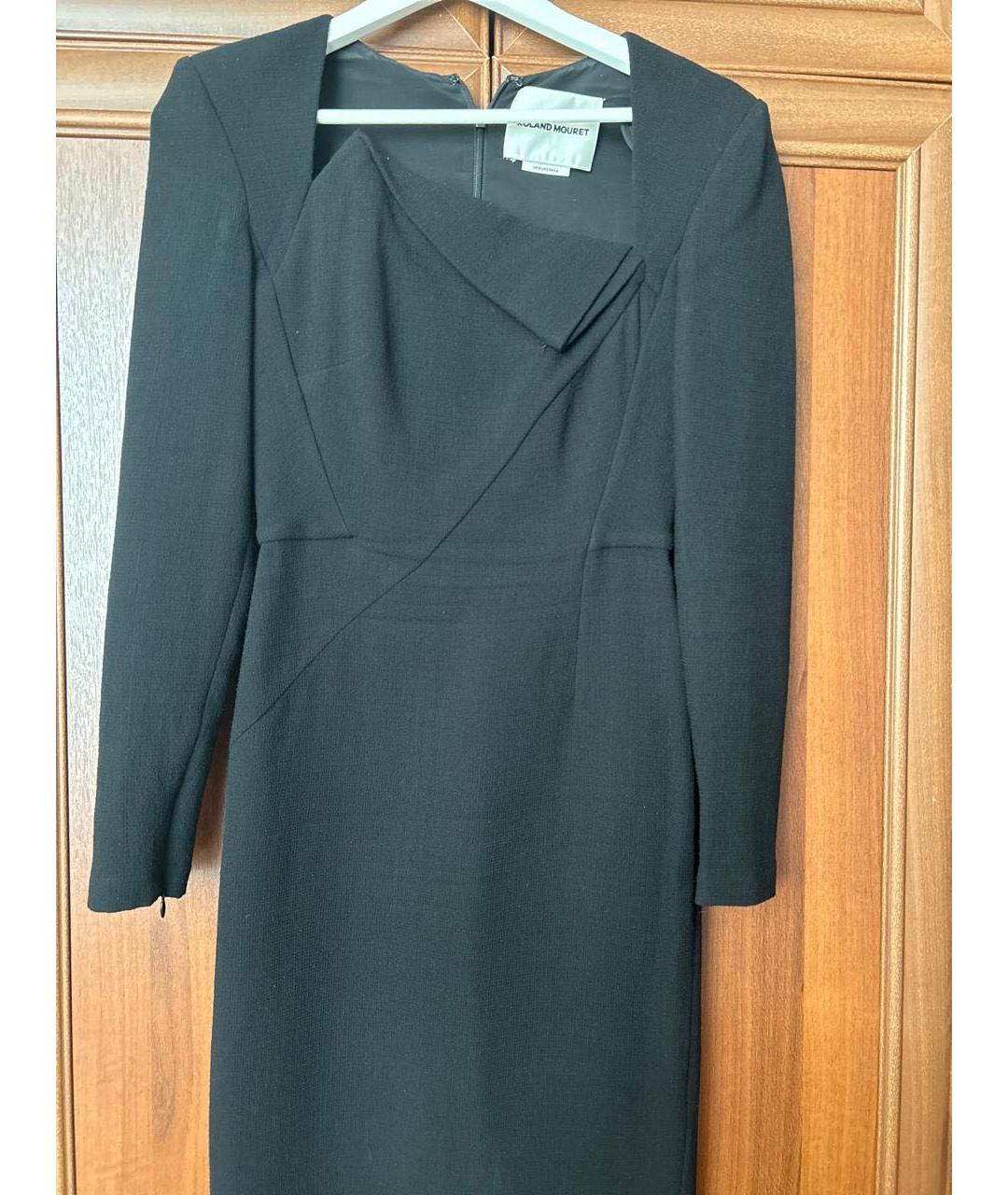 ROLAND MOURET Черное шерстяное коктейльное платье, фото 2