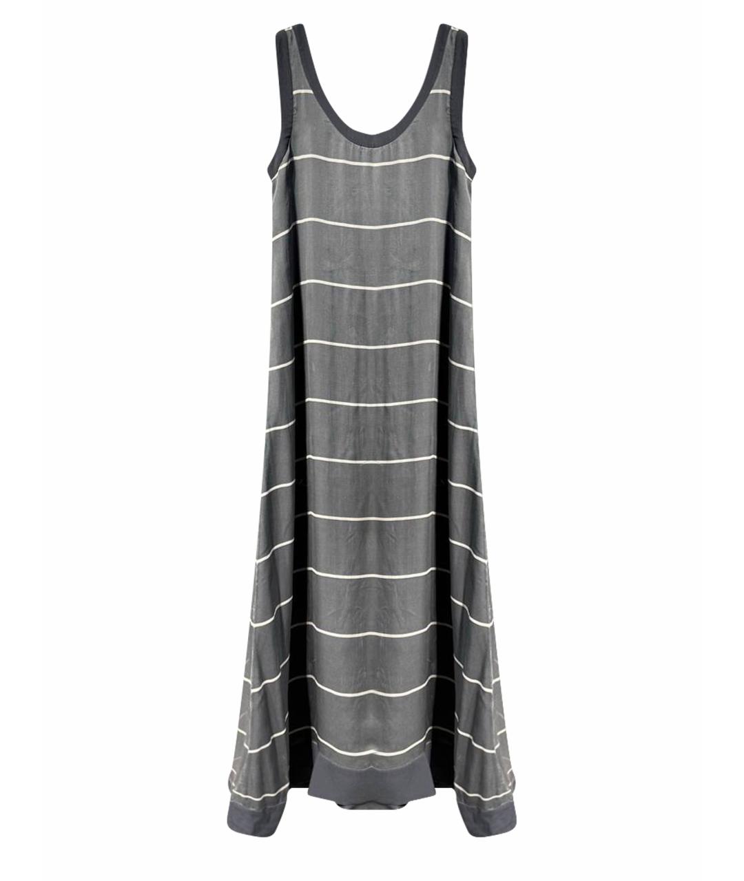 BRUNELLO CUCINELLI Серое ацетатное повседневное платье, фото 8