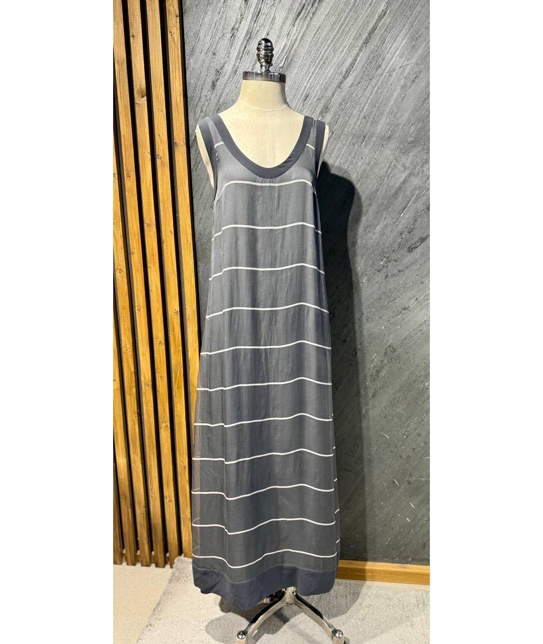 BRUNELLO CUCINELLI Серое ацетатное повседневное платье, фото 7