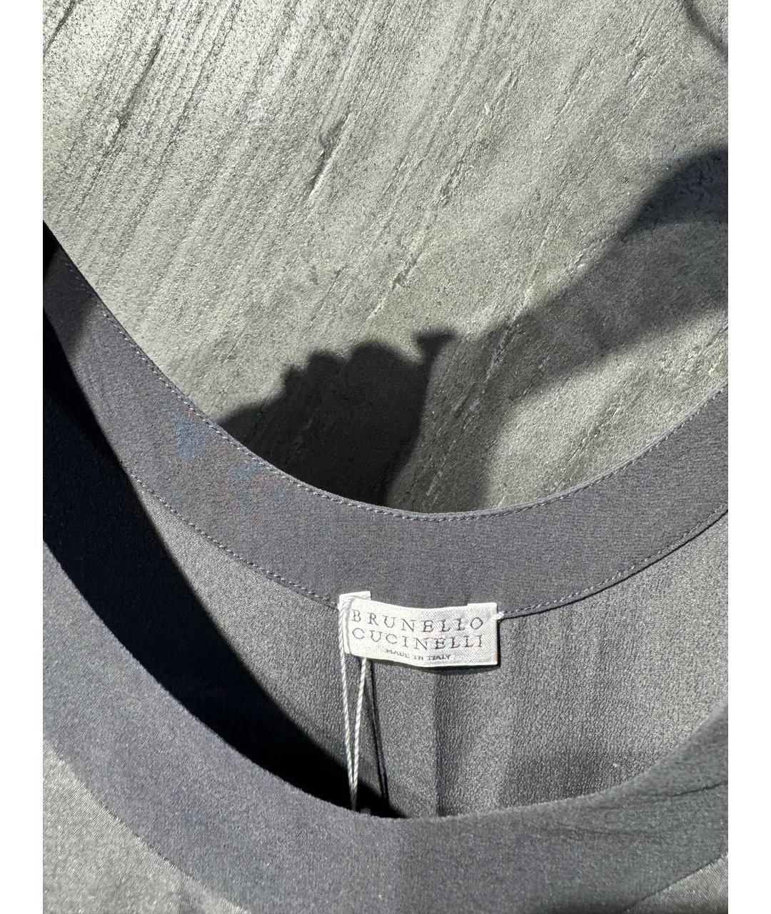 BRUNELLO CUCINELLI Серое ацетатное повседневное платье, фото 3